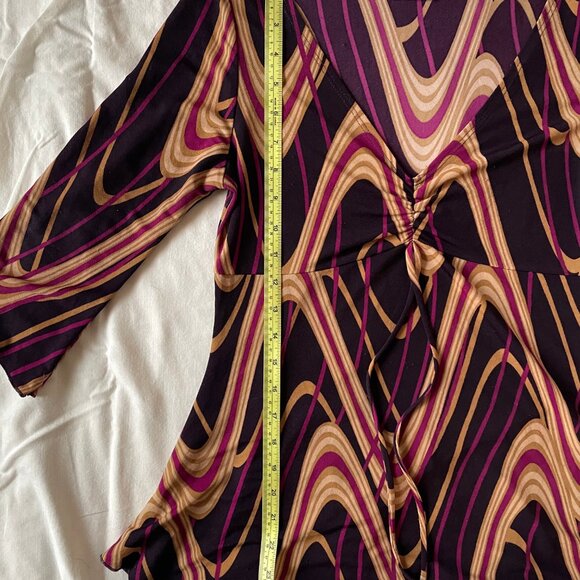 Retro Wavy Fairy Whimsygoth V-Neck Blouse 3/4 Sleeve Fairy Hem Lightweight - Picture 8 of 11